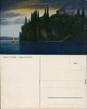 Cartolina Riva del Garda Lago di Garda / Lago di Garda con isola 1920