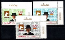 Ajman 1969 Michel 451-453 A MNH 100% medaglie olimpiche, Messico, cavalli