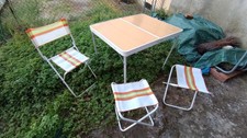 Tavolino e sedie pic nic, anni '70 Vintage ripieghevole a valigia