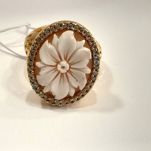 Anello dorato donna - con, fiore