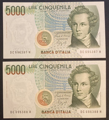 Italia 5000 lire lotto - 2, banc