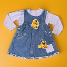Raro Vestito Vintage Disney Bambini Biancaneve 2T Macao Anni 90 Y2K Denim Patch Principessa
