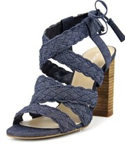 BCBGeneration Ledina sandalo blu chambray con cinturino intrecciato tacco 4” tg 9,5