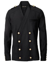 Camicia uomo Balmain x H&M stile militare doppiopetto stile avvolgente (taglia M)