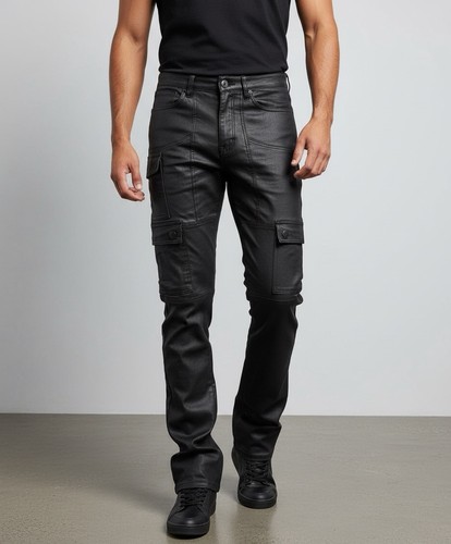 Jeans cargo impilati rivestiti