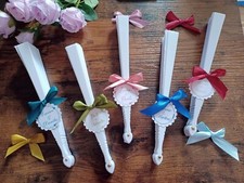 50pz ventagli bianchi matrimonio con fiocco personalizzati con nomi segnaposto