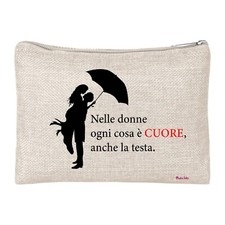 pochette bustina porta oggetti scritta donne testa cuore idea idea regalo festa