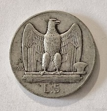 Regno d’Italia -Re V. Emanuele III - Lire 5 Aquilino Argento. 1926 - BB.
