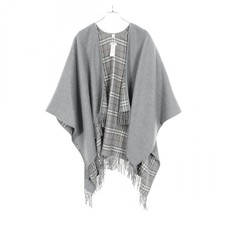 BURBERRY stola poncho mantello a quadri lana grigio usato donna