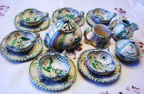 Antico set tè maiolica - set,