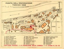 TORINO CITTÀ - Esposizione 1928 -  Planimetria - Cartiere BURGO - Doppia - #008