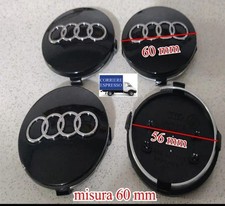 TAPPI  AUDI COPRIMOZZI A1 A3 A4 A5 Q3 Q5 Q7 TAPPI RUOTA BLACK MISURA 60MM NERI