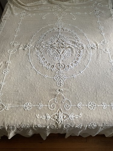 Antica tovaglia pizzo ricamo