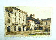 cartolina vecchia foto vintage  MONTICHIARI BS NEGOZI PANETTERIA RISTORANTE SALU