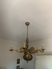 lampadario Classico 5 Luci In Legno