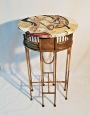 Antico, cantone tavolo gherido in ferro battuto e base dipinta anni 50 Italia