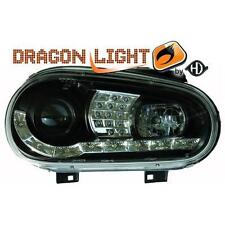 Coppia fari fanali anteriori TUNING GOLF IV 97-03 neri Dayline a LED H1+H1