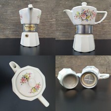 PICCOLA MOKA CAFFETTERIA POFESPRESS IN CERAMICA ANNI 50 CON DECORI FLOREALI 