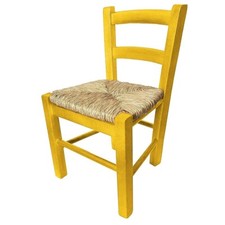 Sedia Piccola per Camino in Legno Massello GIALLO 30x24x52 cm Taverna GIALLA 21F