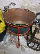 Antico Paiolo Grande In Rame Con Supporto