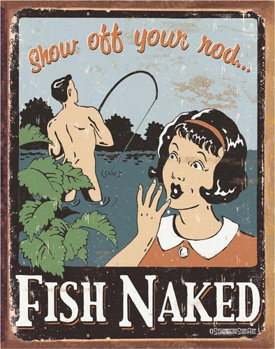 Fish naked insegna di latta - insegna,