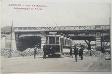 CARTOLINA MARINA DI MASSA CARRARA TRAM STAZIONE AVENZA TOSCANA PAESAGGISTICA C1