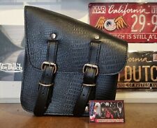Borsa Laterale In Vera Pelle Aspetto Croco Moto Custom Harley Fatboy Softail