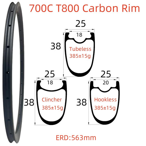 Cerchi carbonio 700c - carbonio, 25mm