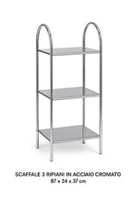 Scaffale 3 Ripiani in Acciaio Cromato Feridras 87x34x37 cm Bagno Cucina