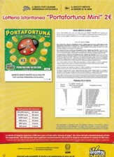 LOCANDINA GRATTA E VINCI PORTAFORTUNA MINI EURO 2,00 LOTTERIA INSTANTANEA PORTA
