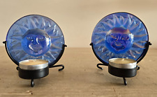 Portacandele in Vetro e Ferro a Forma di Sole con Candele Profumate Vintage