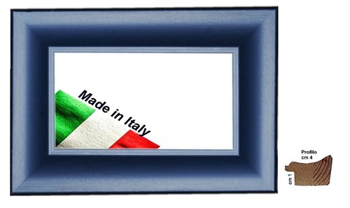 Cornice legno blu opaco a - in,