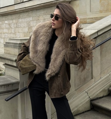 Bomber zara 100 camoscio con - bomber,
