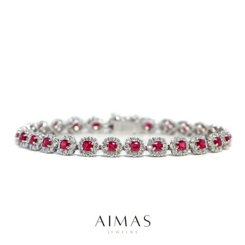 Bracciale tennis con rubino - bracciale,