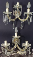 Coppia di applique- Vetro di murano- Lampadario vintage 3 luci- Anni '50