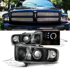 FARI LED ANTERIORI ANGEL EYES BLACK PER DODGE RAM 94-01 FANALI HEADLIGHTS