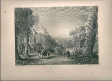 1847 CASTEL GANDOLFO Roma Lazio acquaforte originale su acciaio Mapei Brockedon