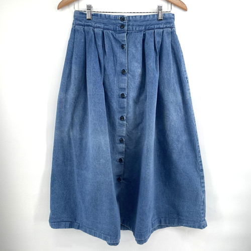 Gonna midi denim - , plissettata