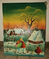 Dipinto  naif Inverno Jasminka