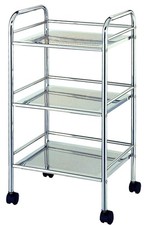 Carrello portaoggetti ALBA in metallo cromato con 3 ripiani, LAP 31,5x71x36,5 cm