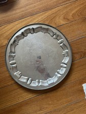 Antico Vassoio in argento sheffield silver plated Rotondo inciso d' epoca 800