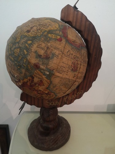 Mappamondo legno antico di - mappamondo,