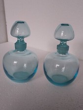 rara coppia di bottiglie vintage in vetro azzurro