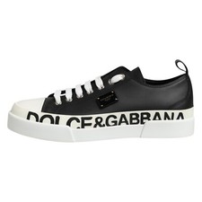 DOLCE & GABBANA Scarpe Sneakers basse nere bianche in pelle R-36,5 L-37 1050usd