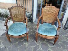 COPPIA DI ANTICHE POLTRONE LUIGI XVI  IN NOCE EPOCA FINE '700.