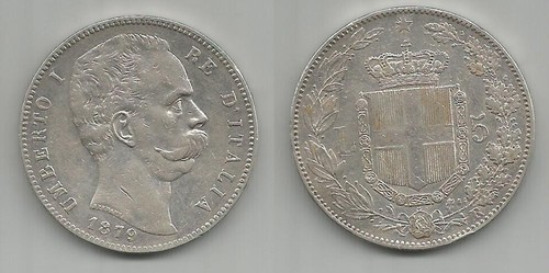 Umberto 5 lire 1879 - -,