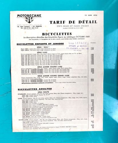 Original feuille tarif - tarif, de