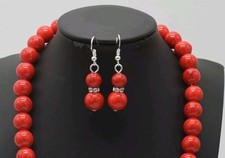 Parure collana e orecchini autentico corallo rosso con GARANZIA 8 mm NUOVA