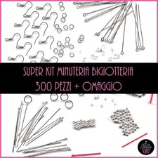 SUPER KIT MINUTERIA BIGIOTTERIA GIOIELLI FAI DA TE 300 PZ IDEA REGALO + OMAGGIO