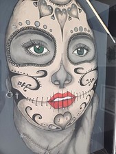 Quadro arte contemporanea originale , geisha tatuata , pezzo unico